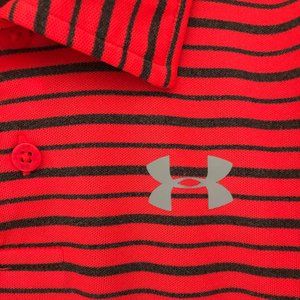 UA pink and grey striped polo, boys 7
